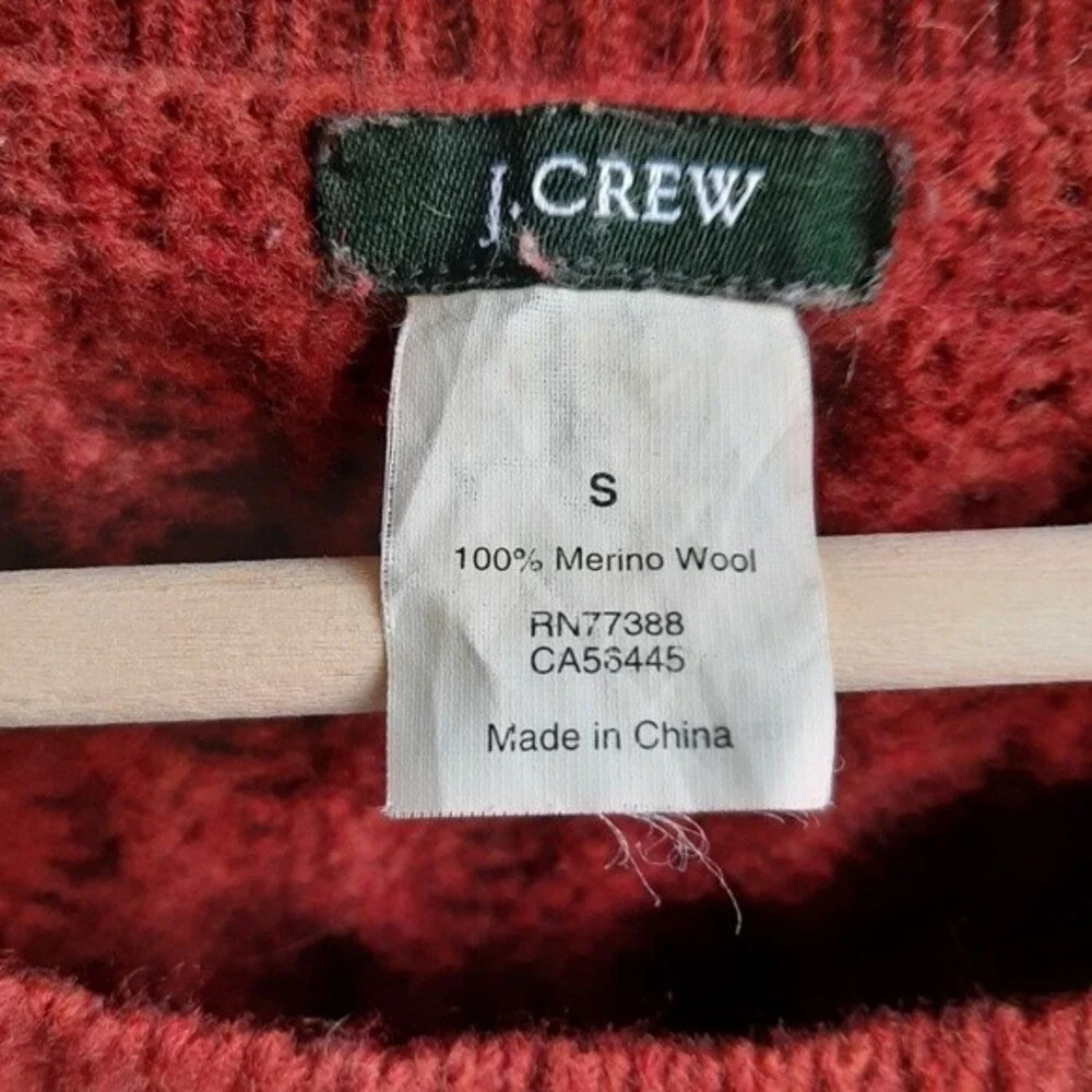 J.Crew 100% Merino Wool Chunky Cable Knit Sweater Small Brown Striped Preppy